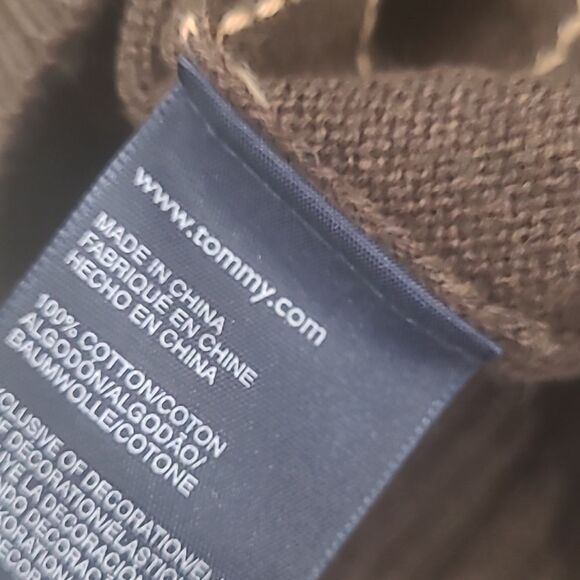 TOMMY HILFIGER NEW MOCK NECK WAFFLE KNIT BROWN SWEATER MEDIUM - Picture 7 of 7